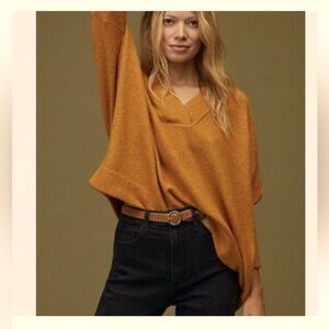 Anthropologie V-Neck Swearer Orange